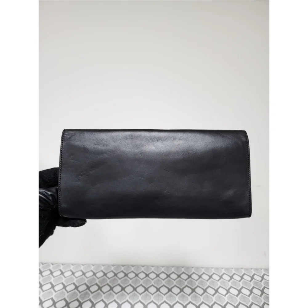 YVES SAINT LAURENT Smooth Calfskin Leather Lutetia Flap Clutch Bag Black - Picture 3 of 12